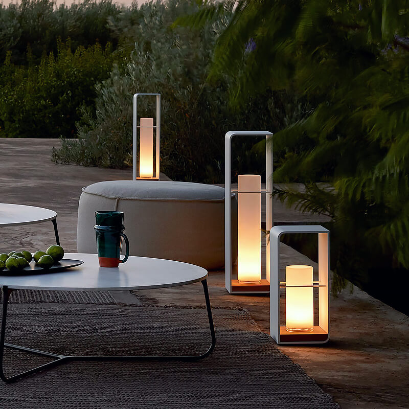Black Rectangular Solar Outdoor Lantern with Frosted Glass