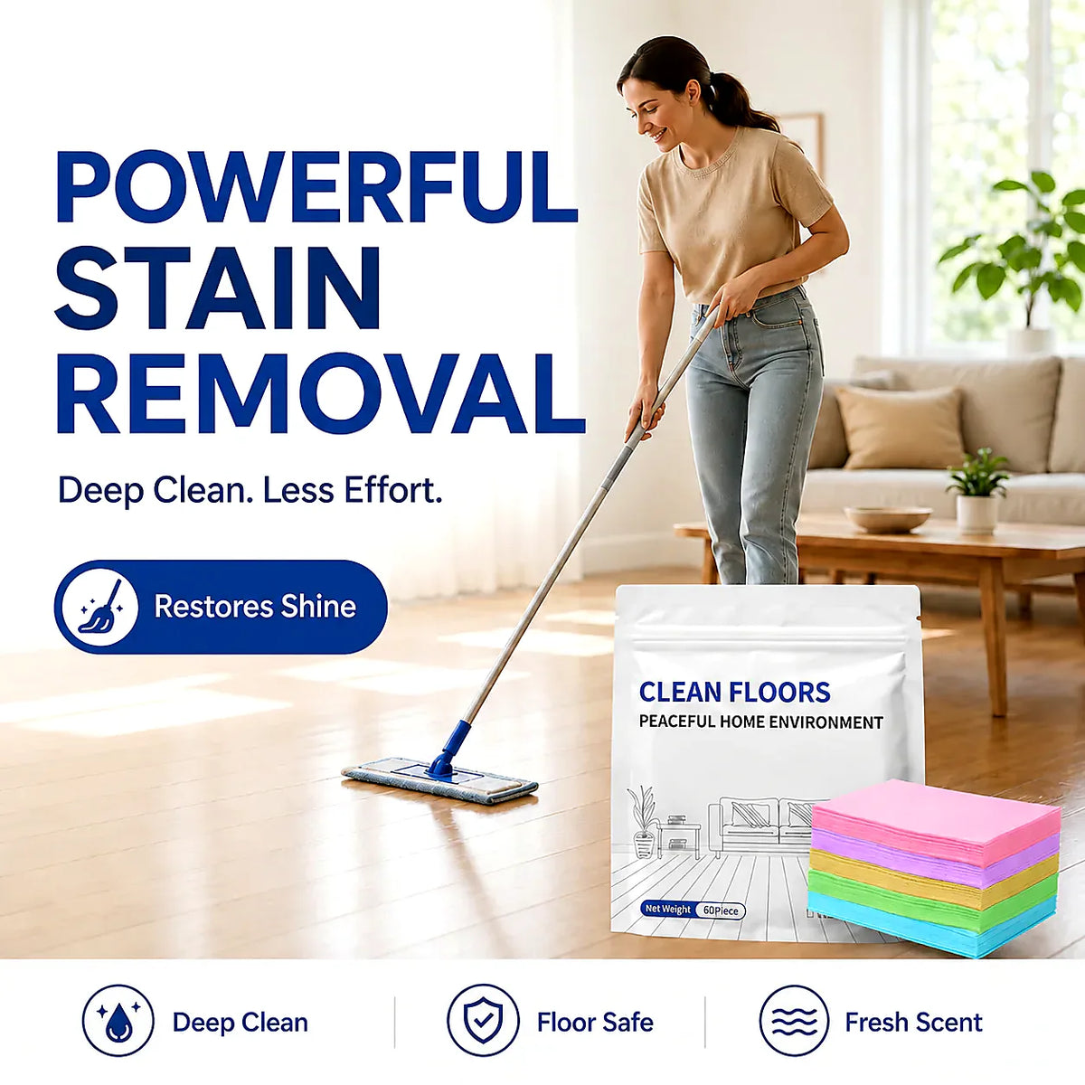 4-in-1 Deep Cleaning Floor Sheets | Fast Dissolving & Streak-Free