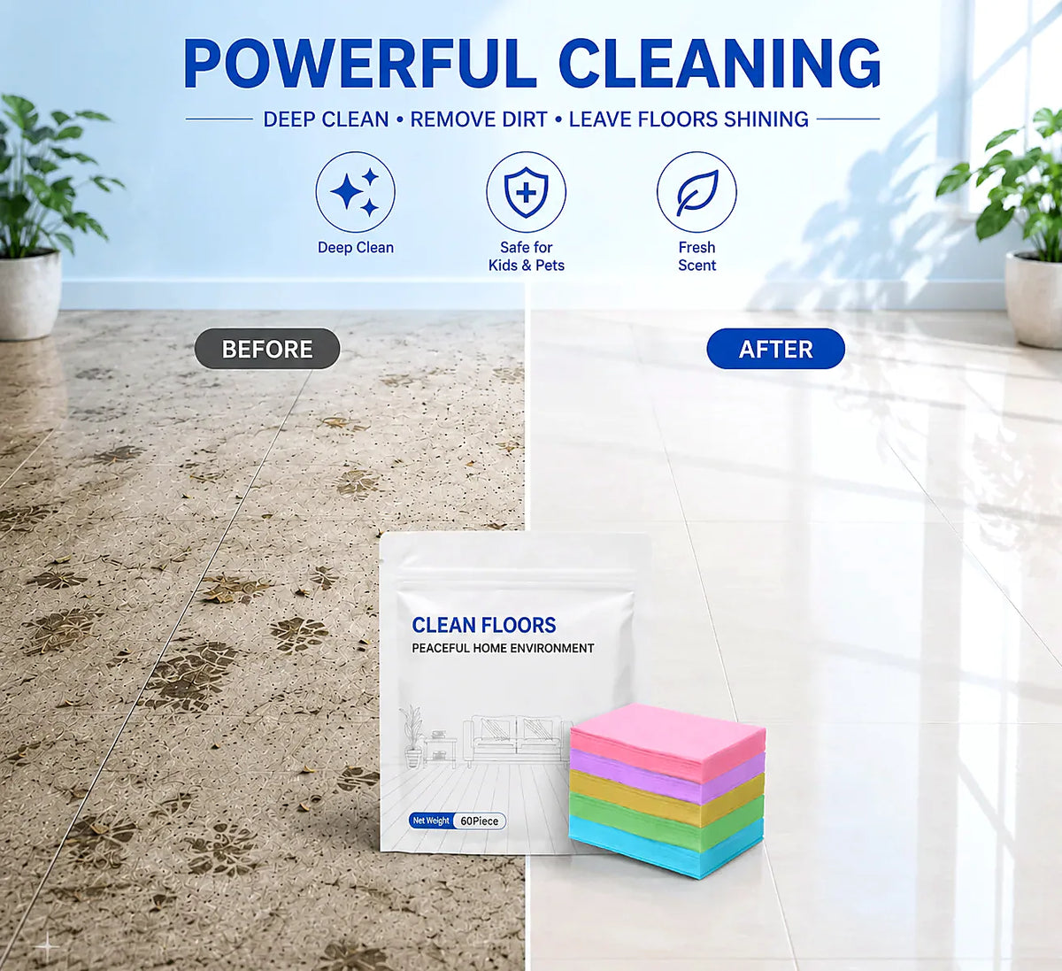 4-in-1 Deep Cleaning Floor Sheets | Fast Dissolving & Streak-Free