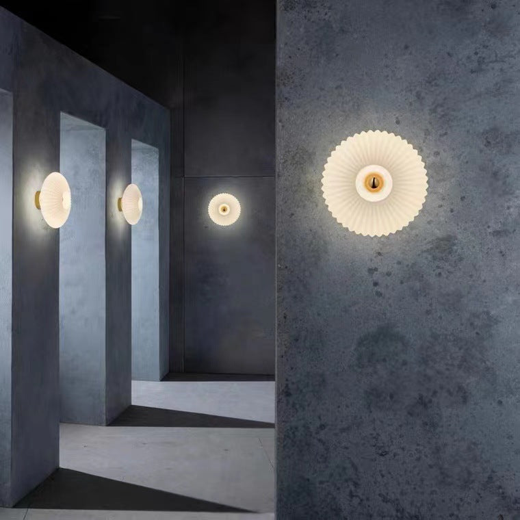 Nordic Vintage Glass Wall Sconce | Striped Round Disc Light