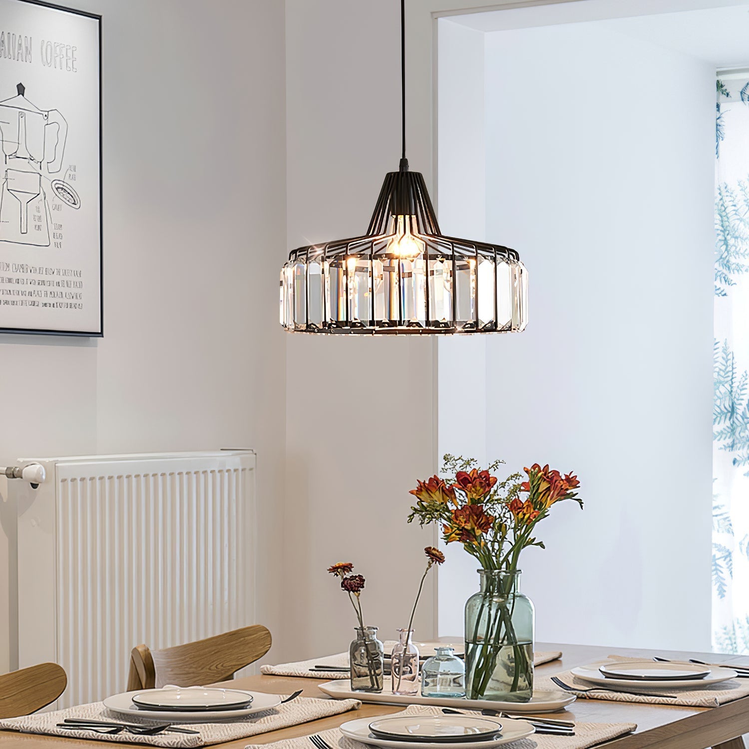 Modern Black Crystal Pendant Light | Elegant Hanging Fixture