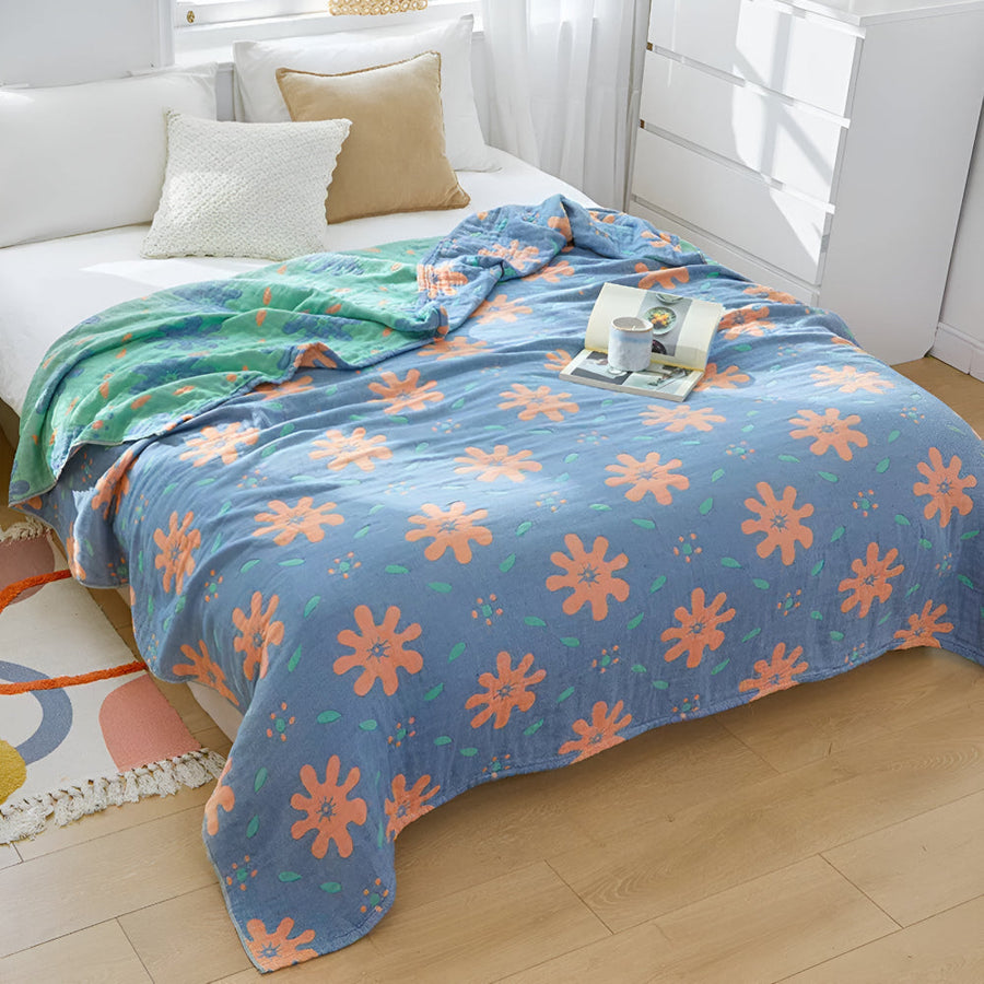 Abstract Sunny Reversible Cotton Blanket