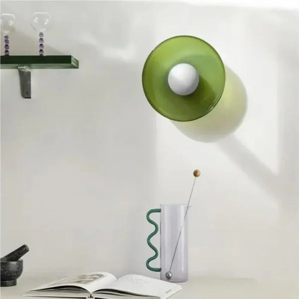 Glass Disc Ceiling and Wall Light with Central Globe