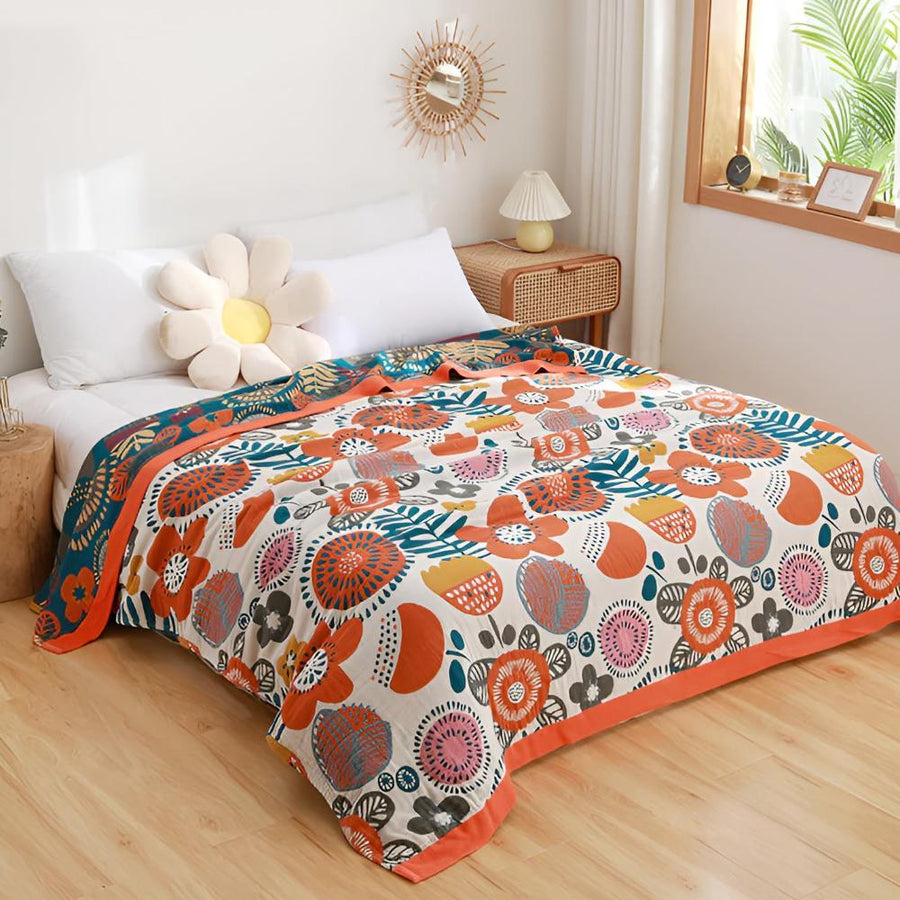 Boho Cartoon Flower Blanket