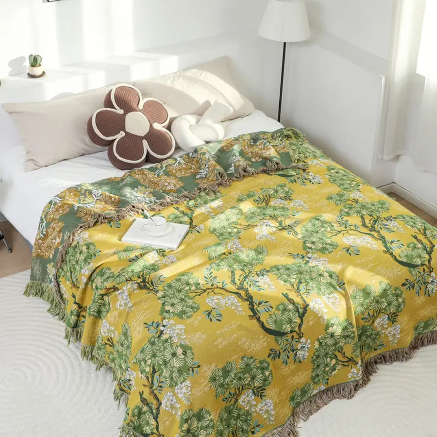 Lush Mulberry Trees Cotton Blanket