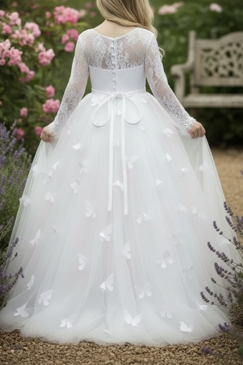 KIARA WHITE BUTTERFLY BALL GOWN