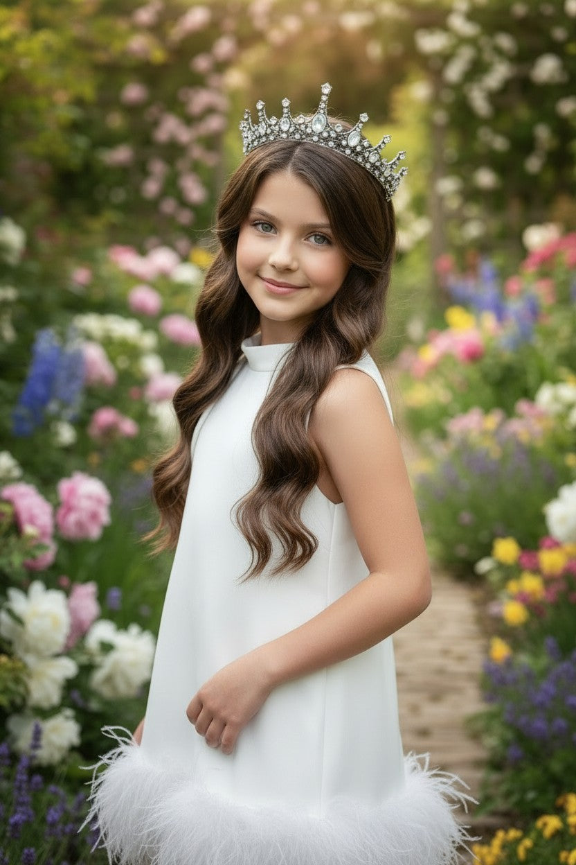 LILI FEATHER TRIM DRESS