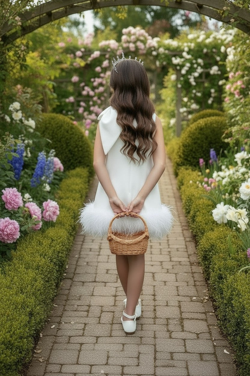LILI FEATHER TRIM DRESS