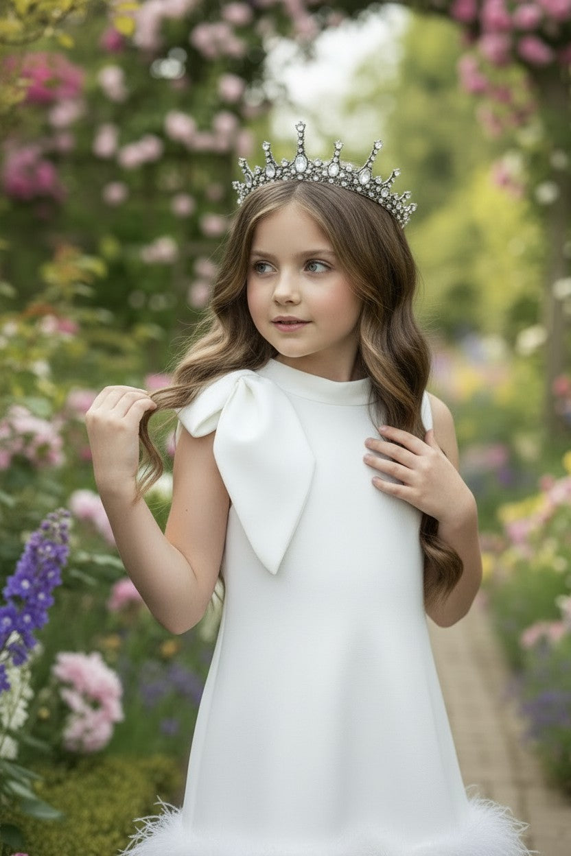 LILI FEATHER TRIM DRESS