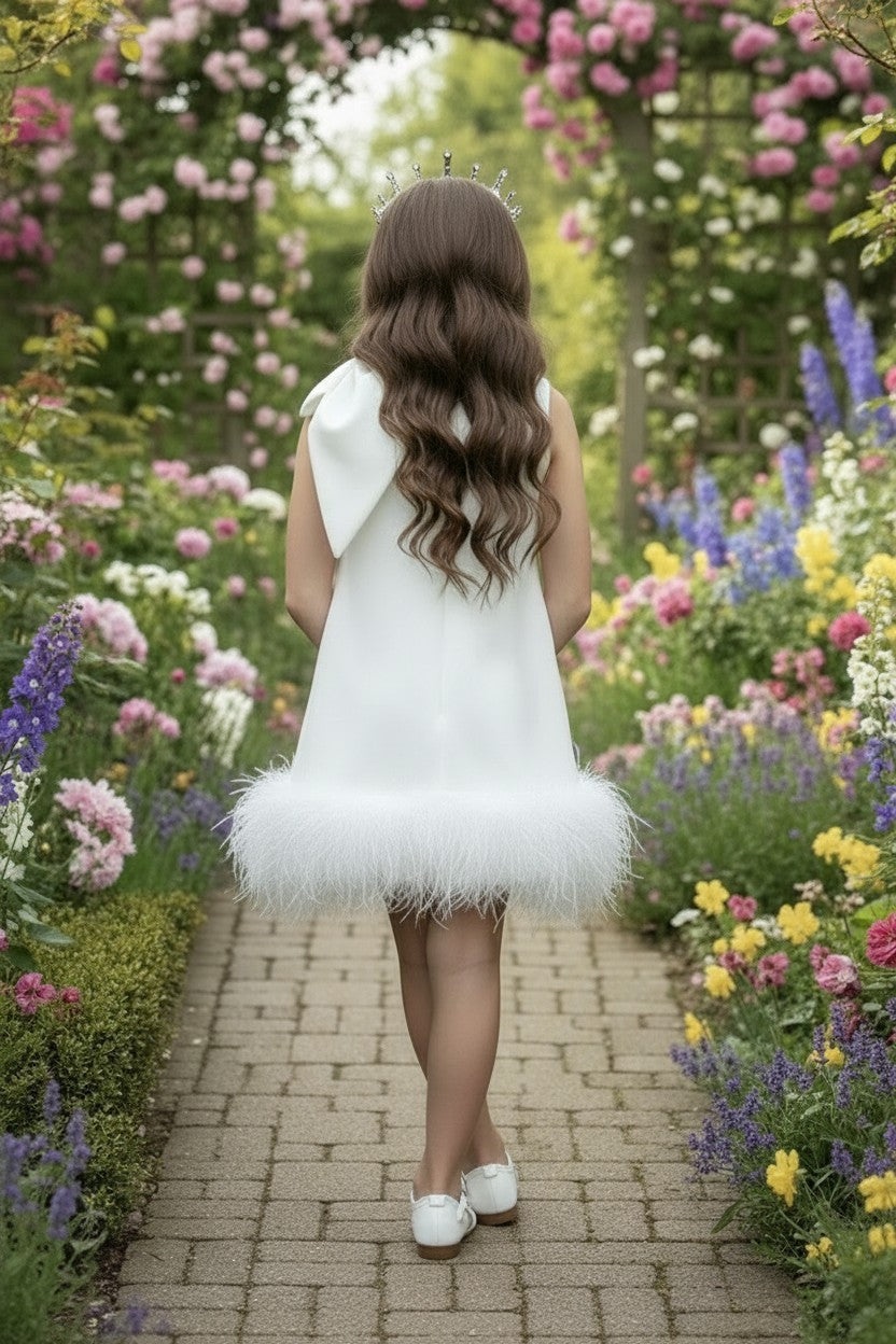 LILI FEATHER TRIM DRESS