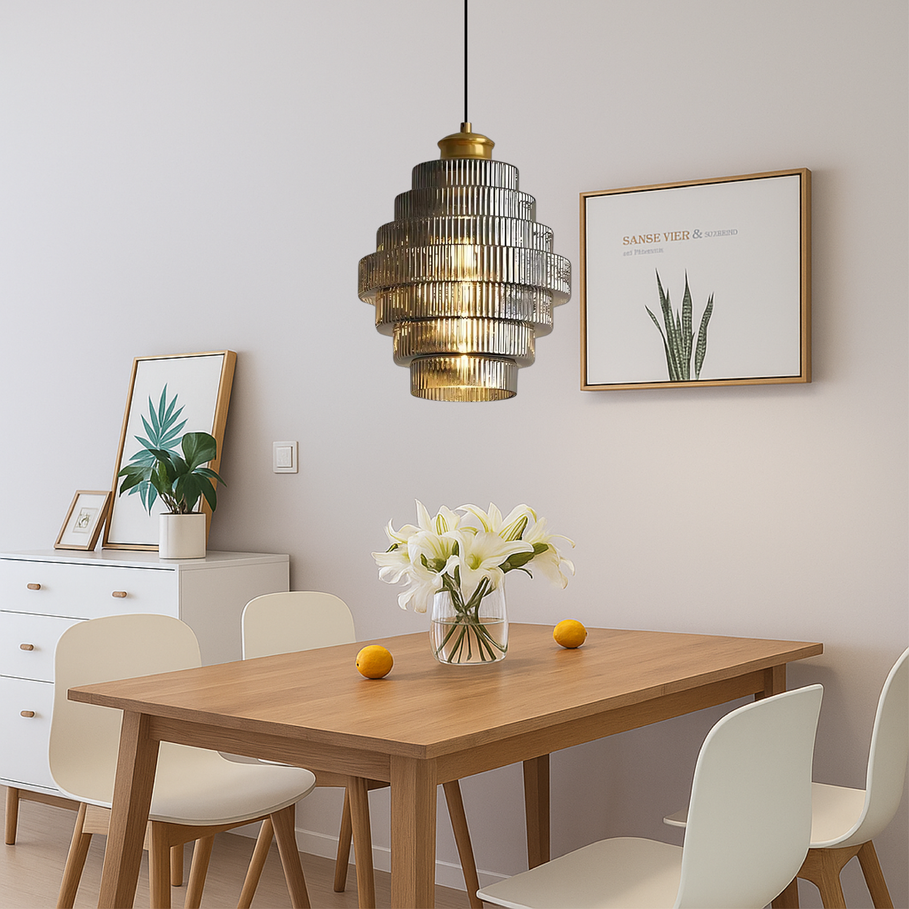 Vintage Tiered Glass Hanging Lamp