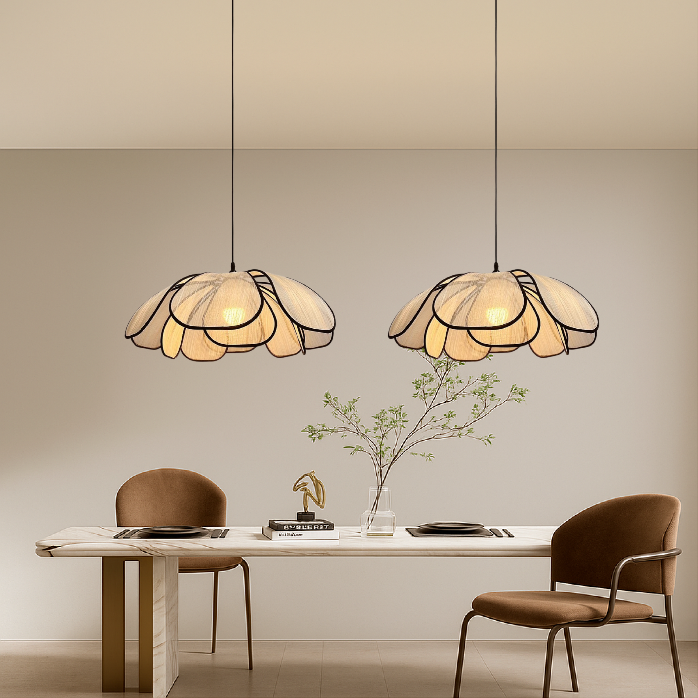 Scandinavian Wooden Flower Pendant Light