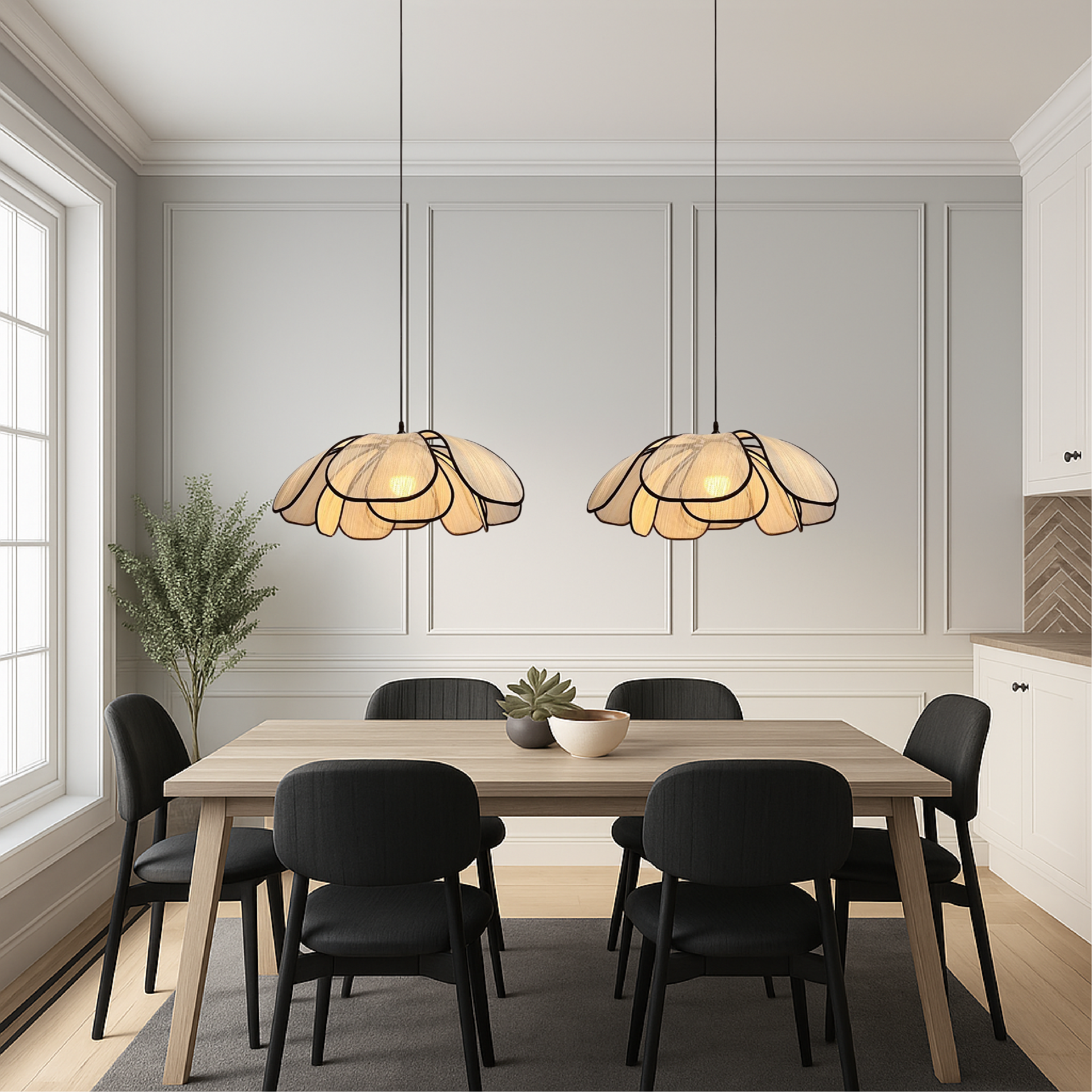 Scandinavian Wooden Flower Pendant Light
