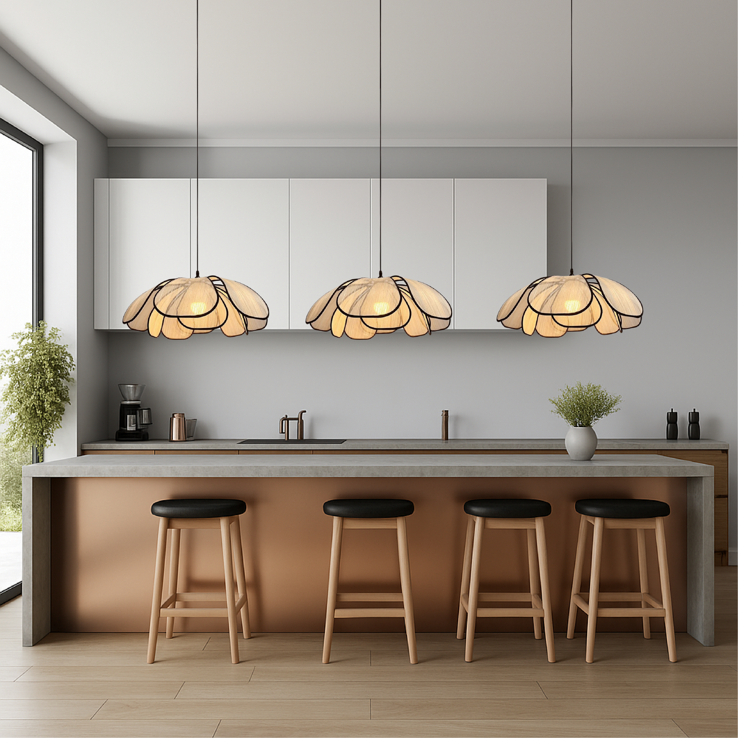 Scandinavian Wooden Flower Pendant Light