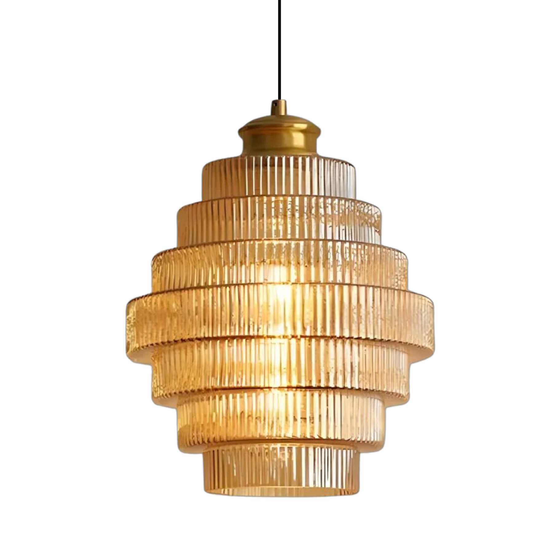 Vintage Tiered Glass Hanging Lamp