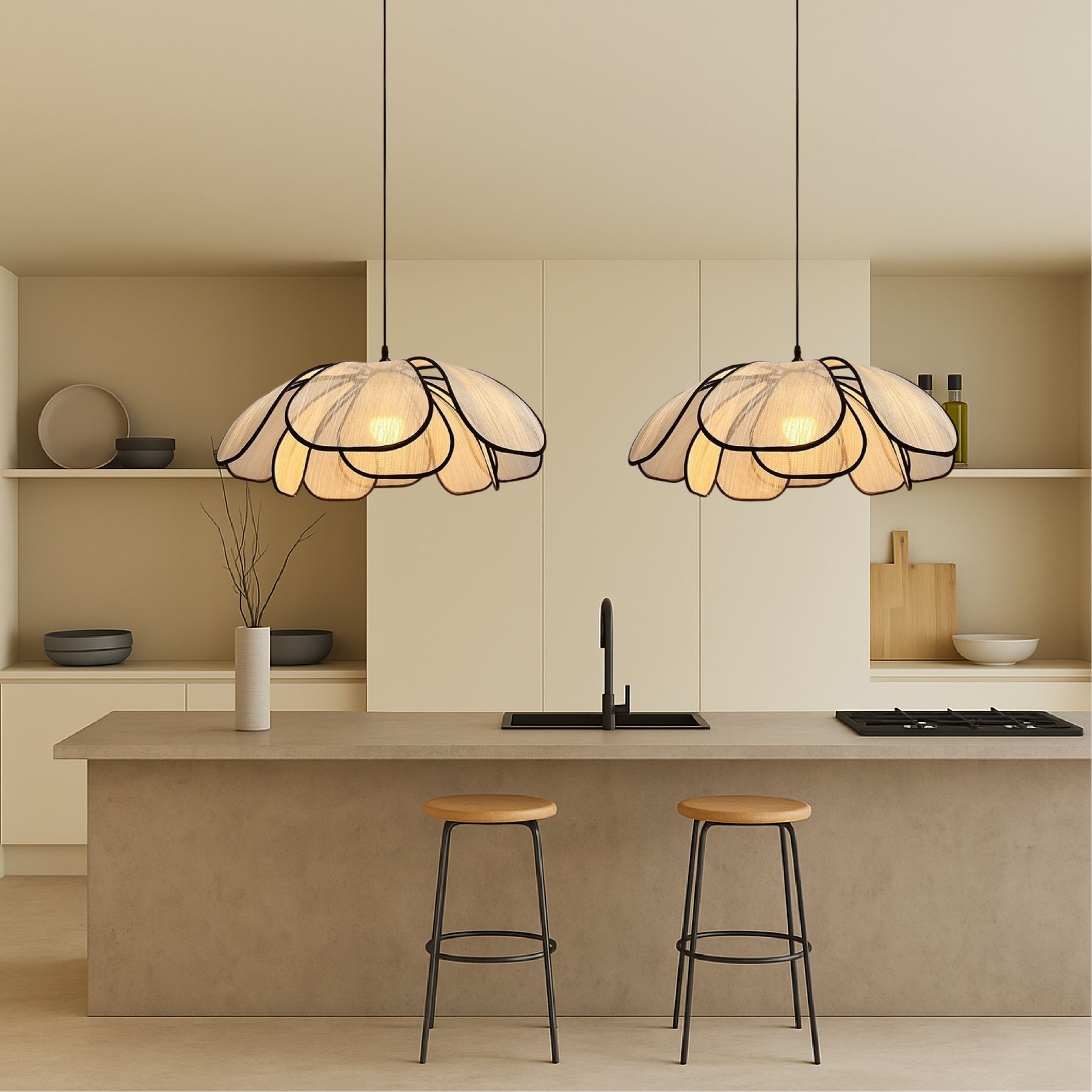 Scandinavian Wooden Flower Pendant Light