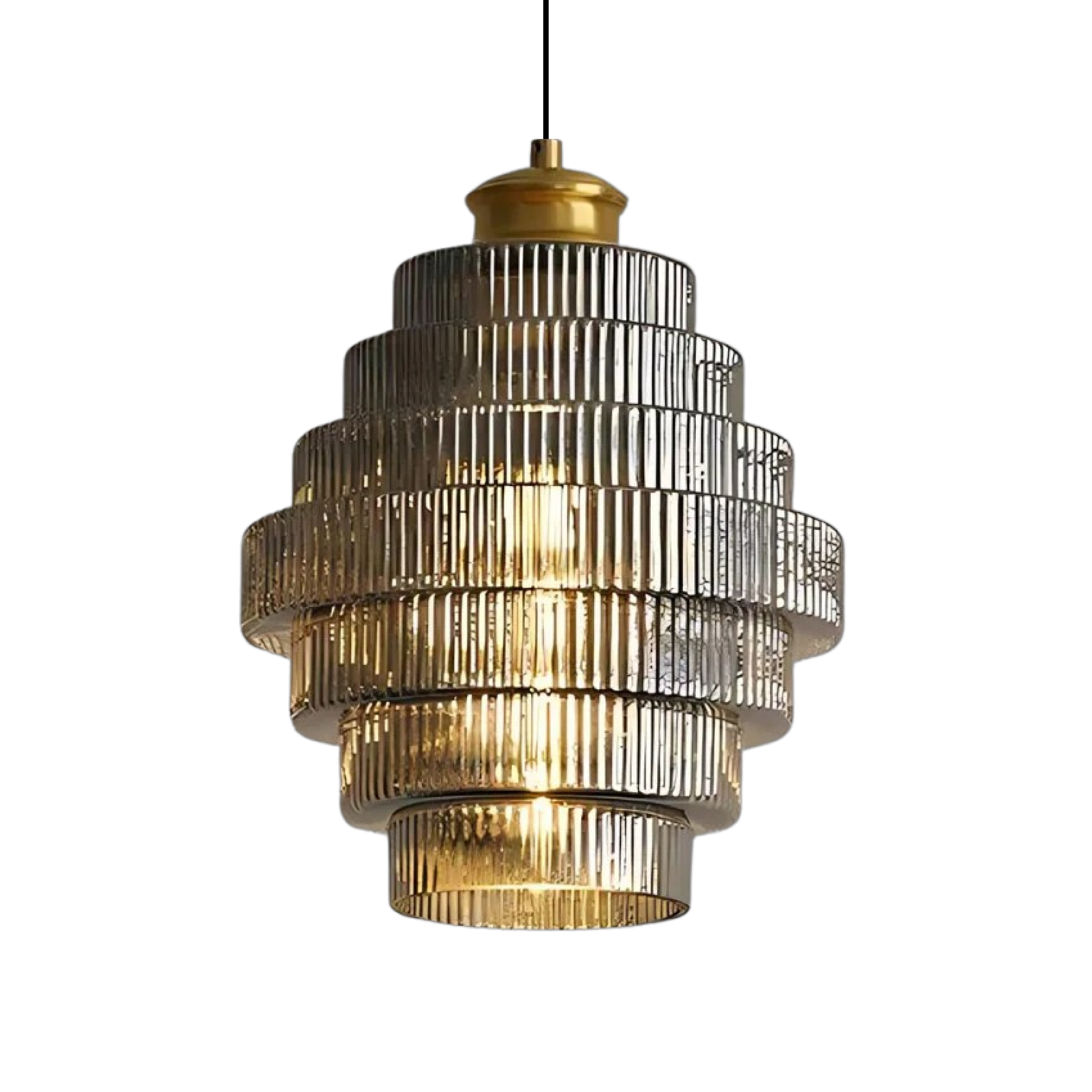 Vintage Tiered Glass Hanging Lamp