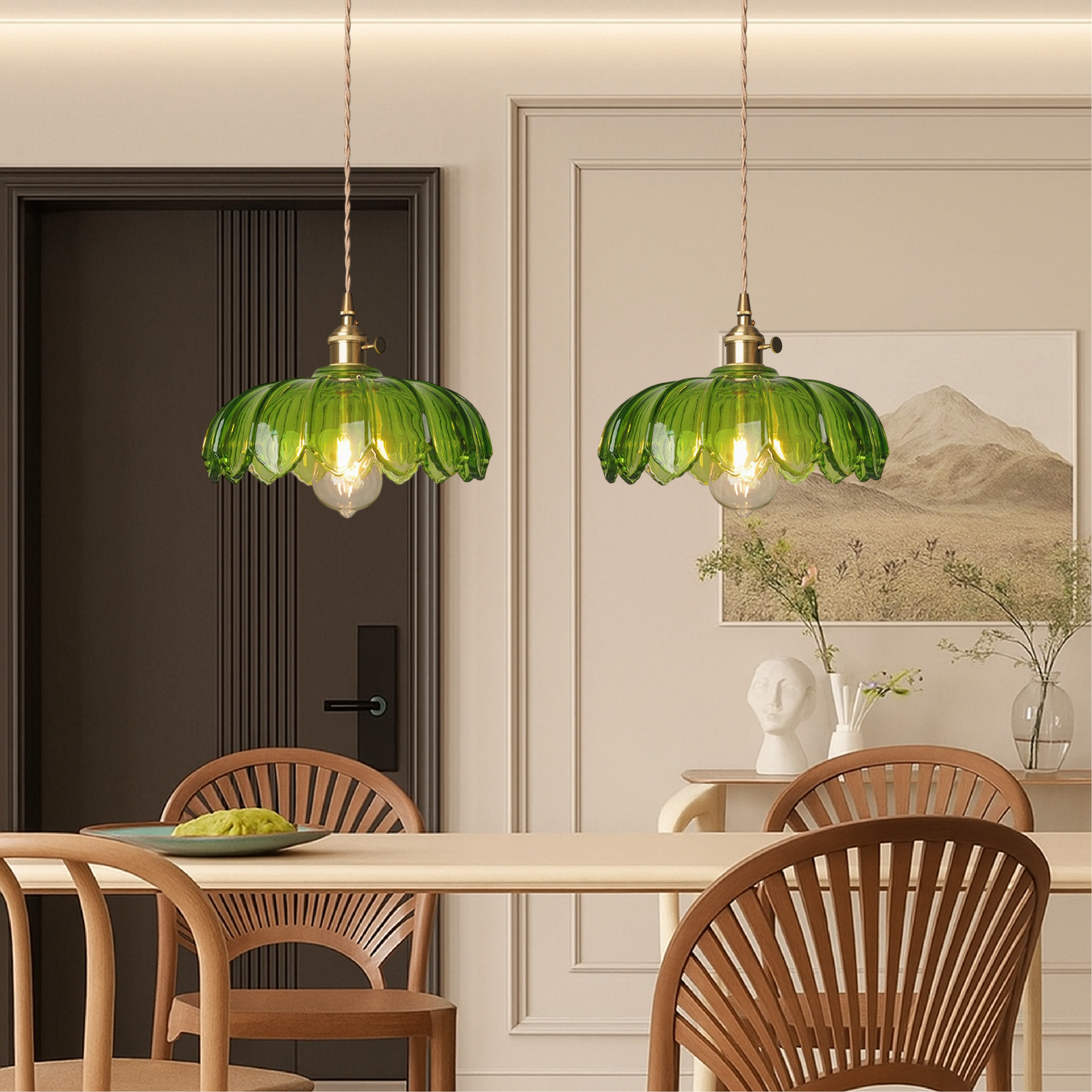 Retro Blossom-Shaped Glass Ceiling Pendant