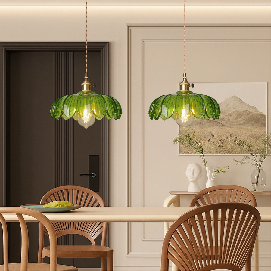 Retro Blossom-Shaped Glass Ceiling Pendant