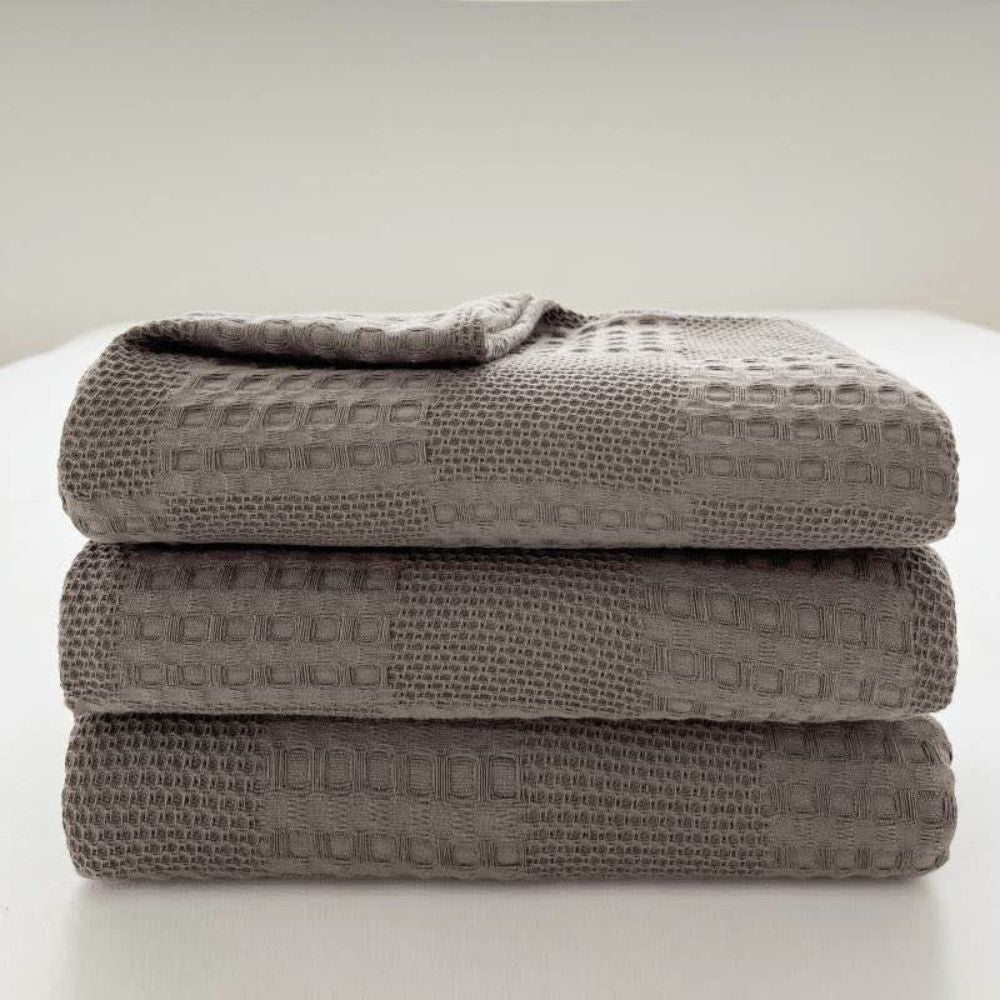 Blush Waffle Checkered Blanket