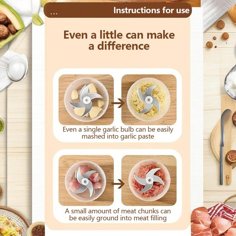 Electric Mini Food Chopper | USB Rechargeable Garlic & Vegetable Chopper