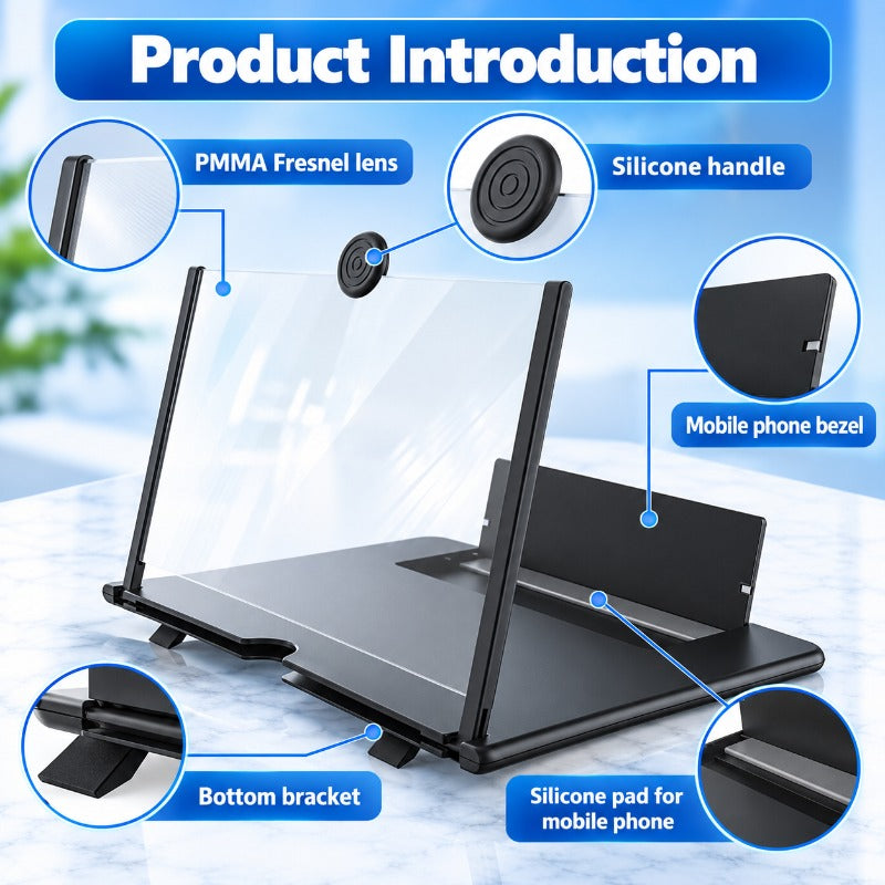 3D Mobile Phone Screen Magnifier | Foldable HD Smartphone Screen Enlarger with Adjustable Stand