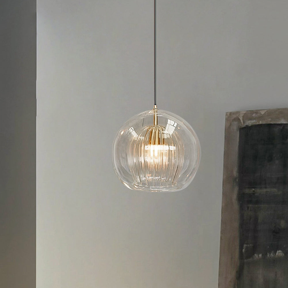 Ribbed Glass Drop Pendant Light