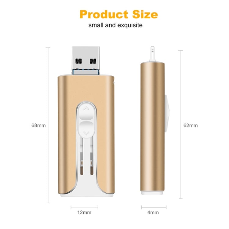 USB Flash Drive for iPhone & Android – 3-in-1 Photo Storage Memory Stick, 32GB–256GB