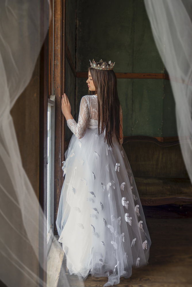 KIARA WHITE BUTTERFLY BALL GOWN