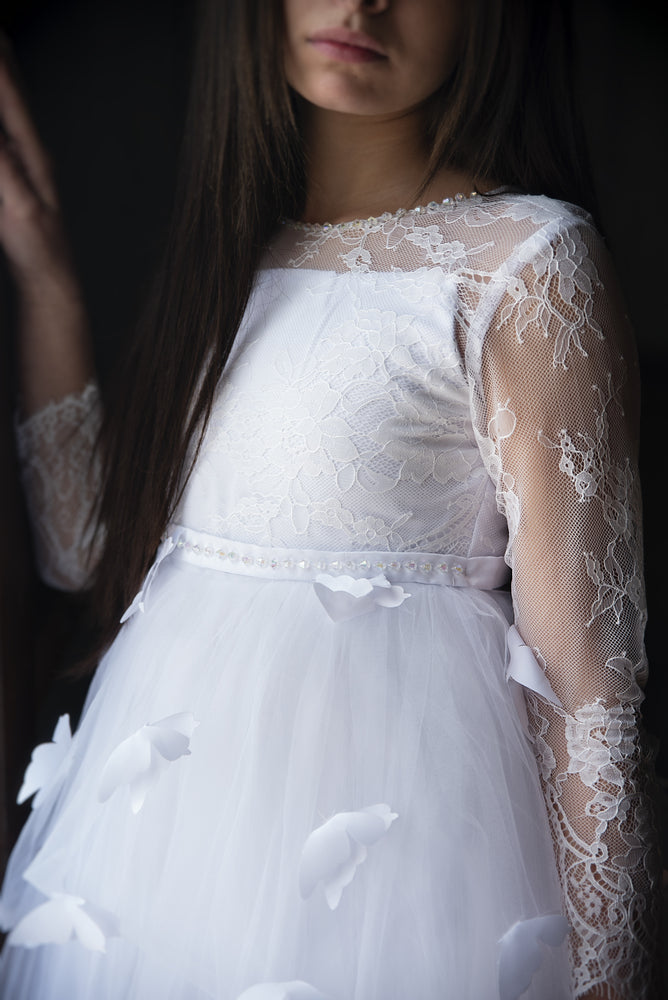 KIARA WHITE BUTTERFLY BALL GOWN