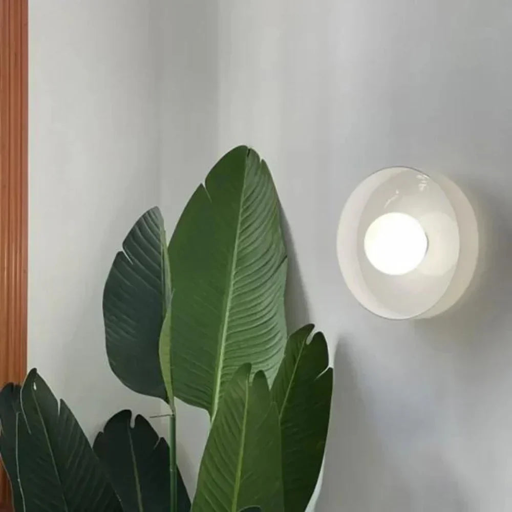 Glass Disc Ceiling and Wall Light with Central Globe