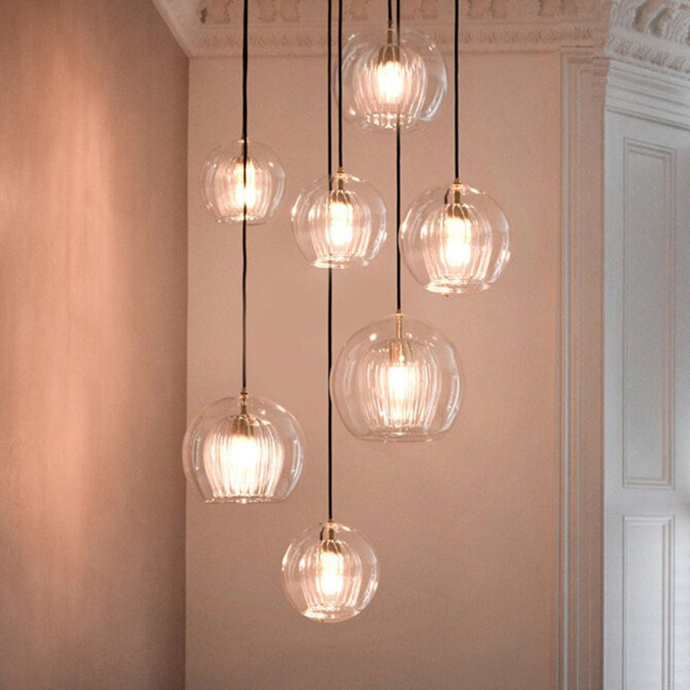 Ribbed Glass Drop Pendant Light