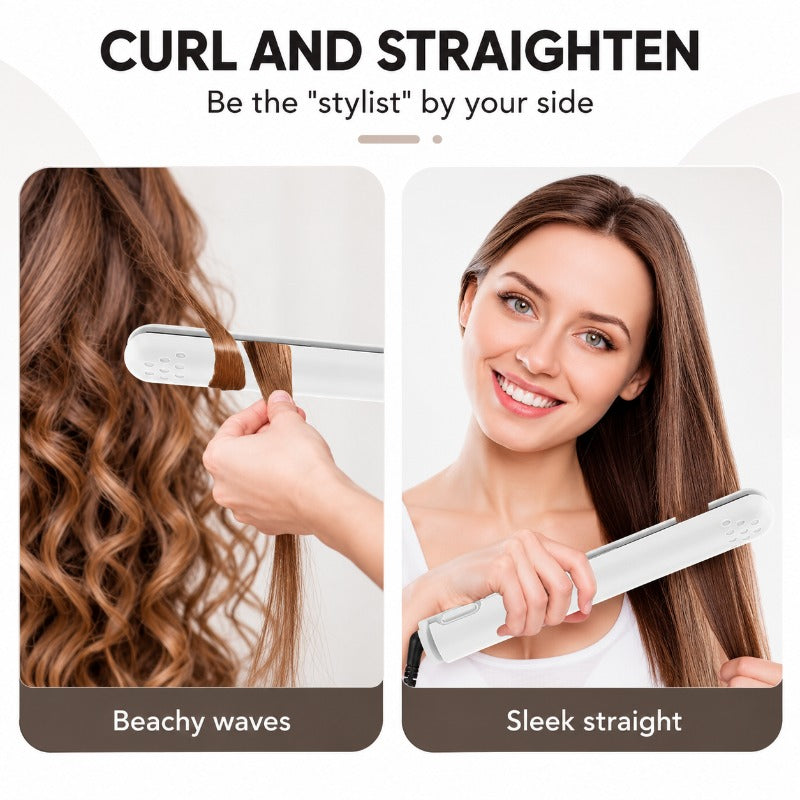 2-in-1 Mini Hair Straightener & Curler | Cordless Portable Styling Tool