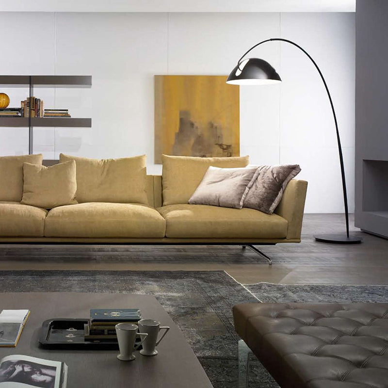 Black Metal Arc Floor Lamp with Round Base