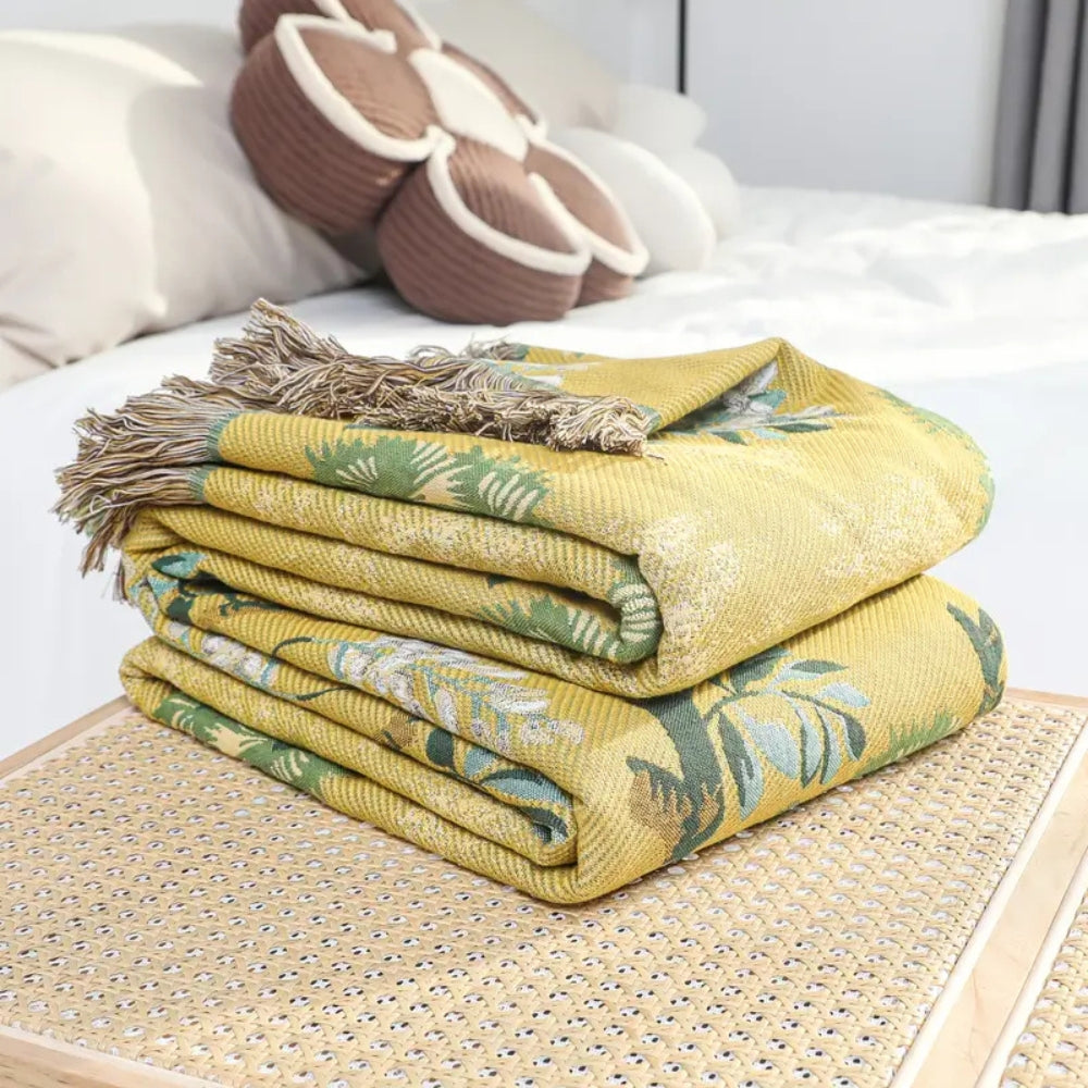 Lush Mulberry Trees Cotton Blanket