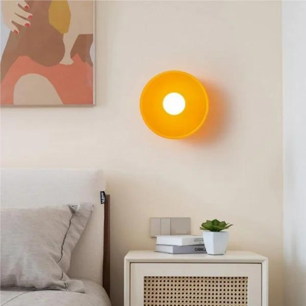 Glass Disc Ceiling and Wall Light with Central Globe