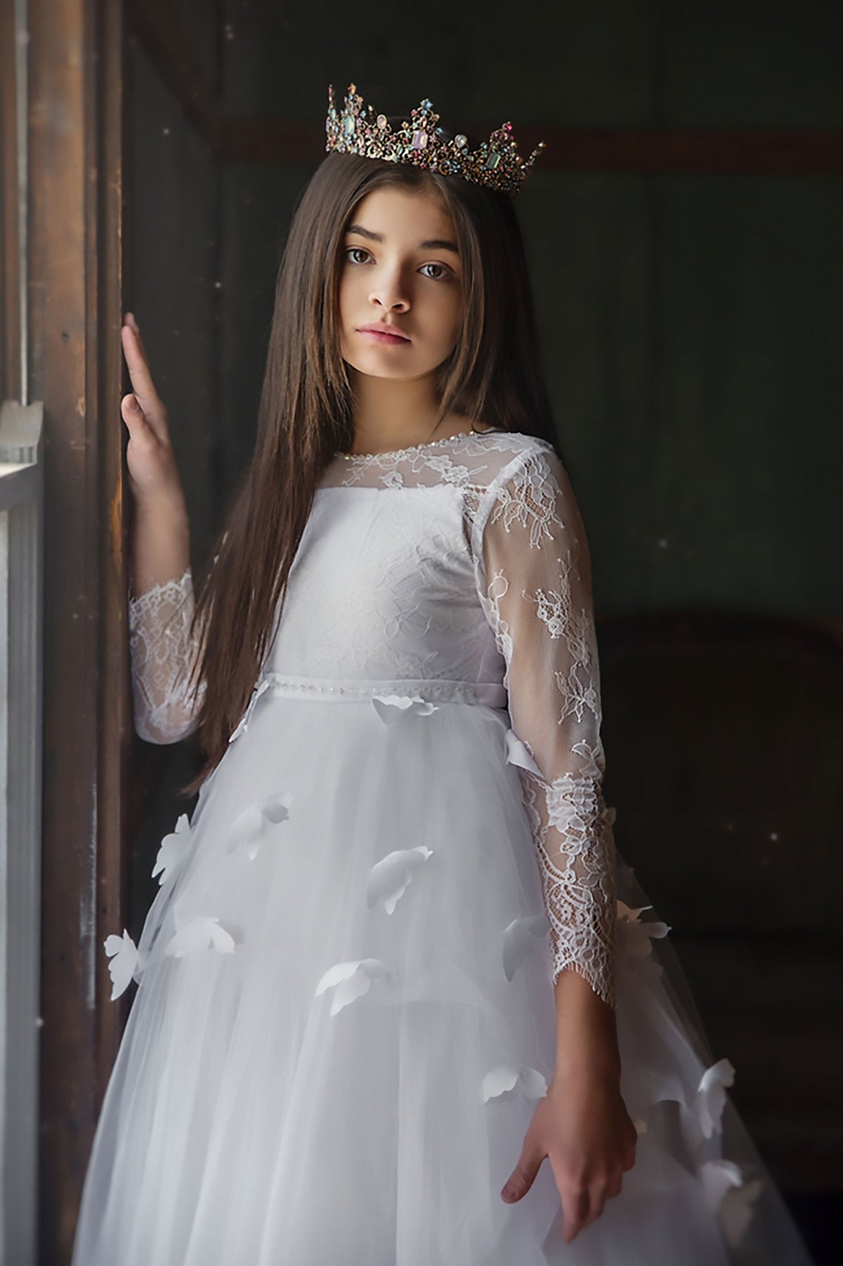 KIARA WHITE BUTTERFLY BALL GOWN