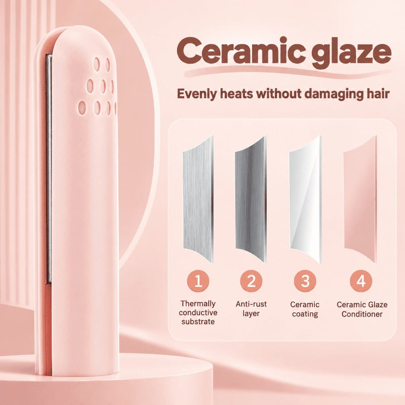 2-in-1 Mini Hair Straightener & Curler | Cordless Portable Styling Tool