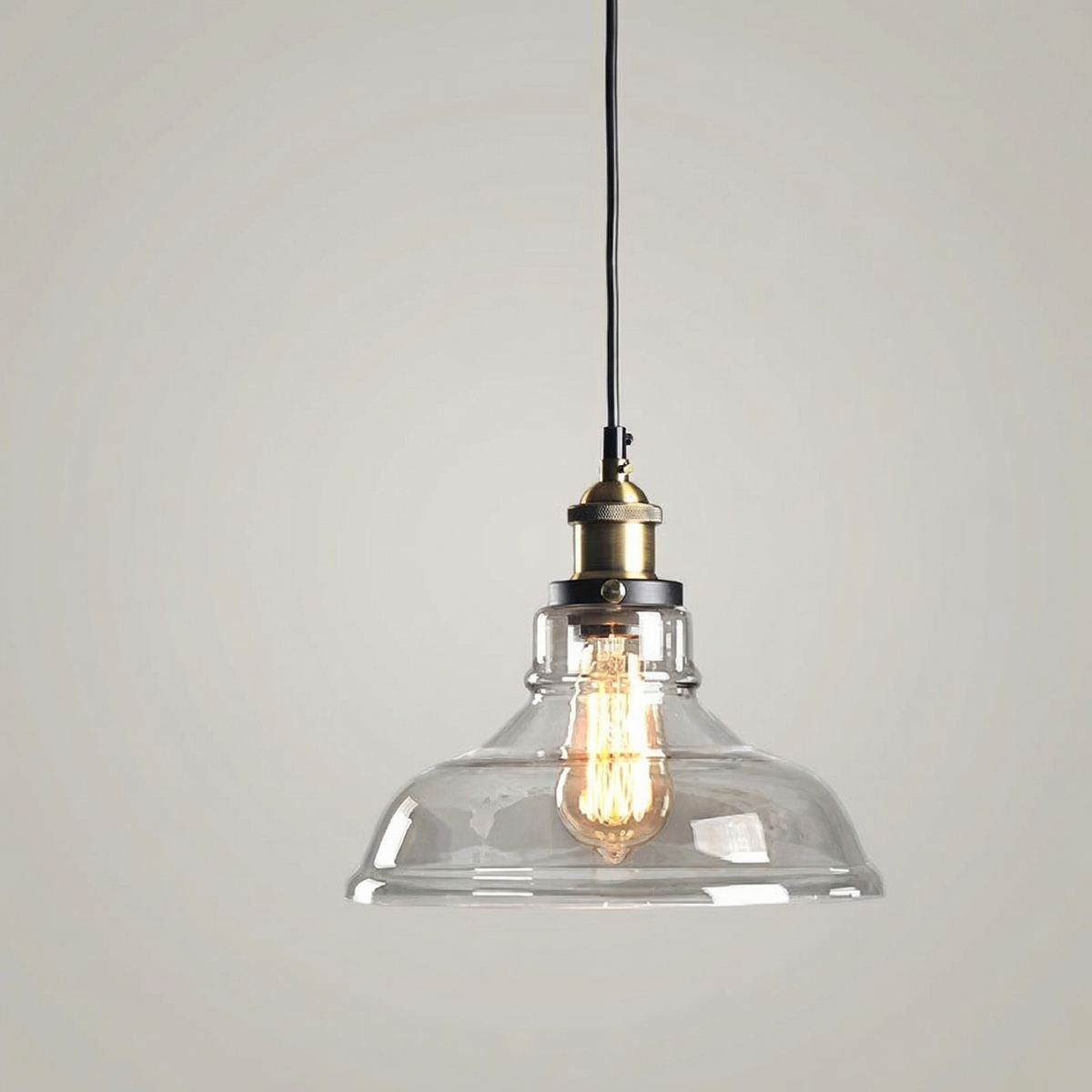 Vintage Industrial Glass Pendant Light
