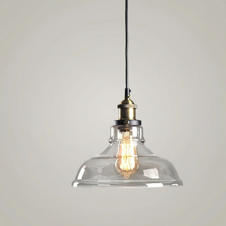 Vintage Industrial Glass Pendant Light