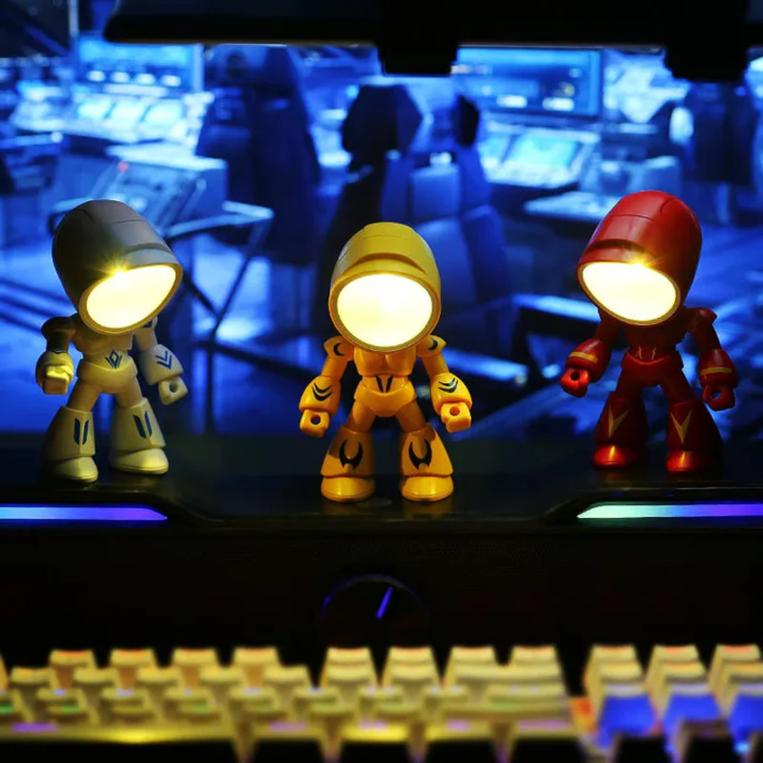 Robot-inspired Figure Plastic LED Table Lamp with Adjustable Head