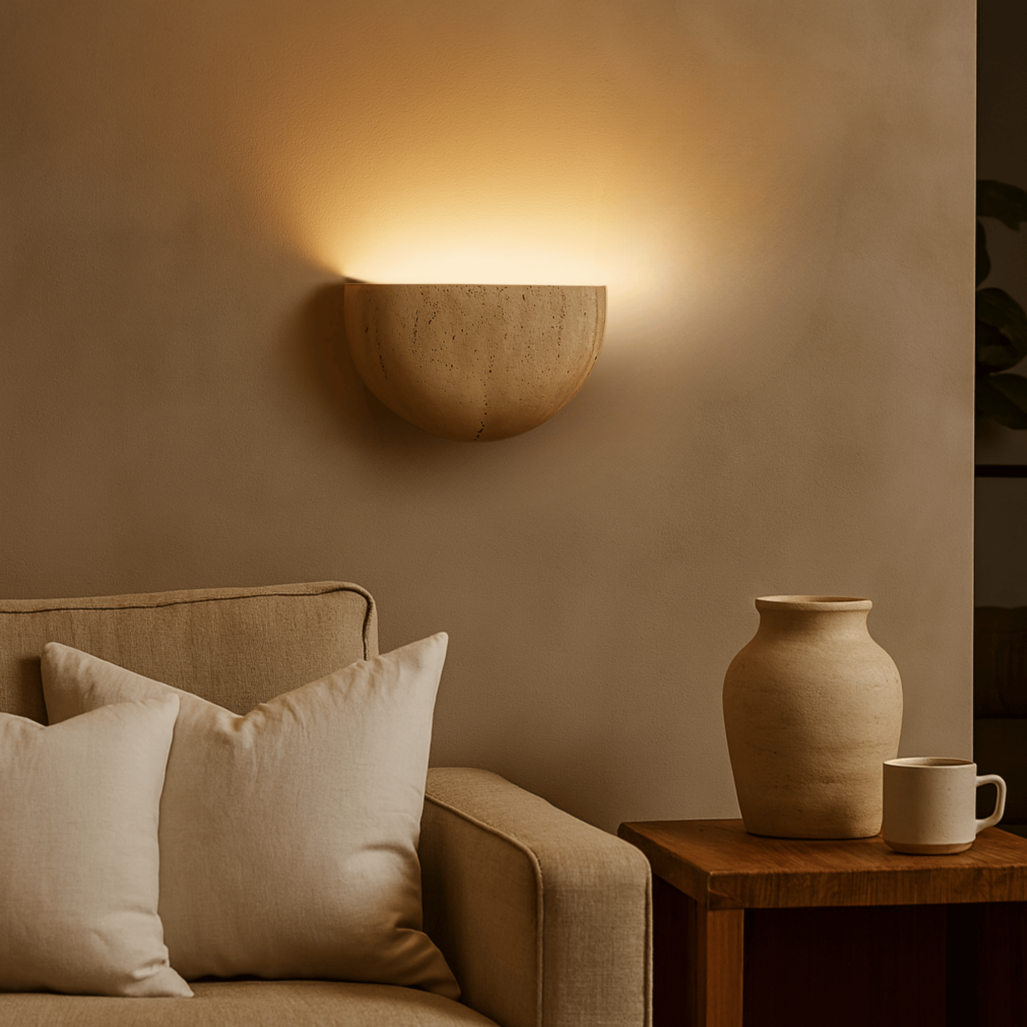 Wabi Sabi Stone Wall Sconce Soft Ambient Lighting