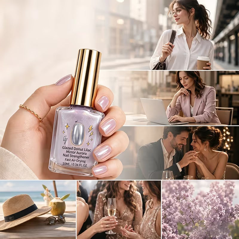 Chrome Lilac Glossy Mirror Nail Strengthener