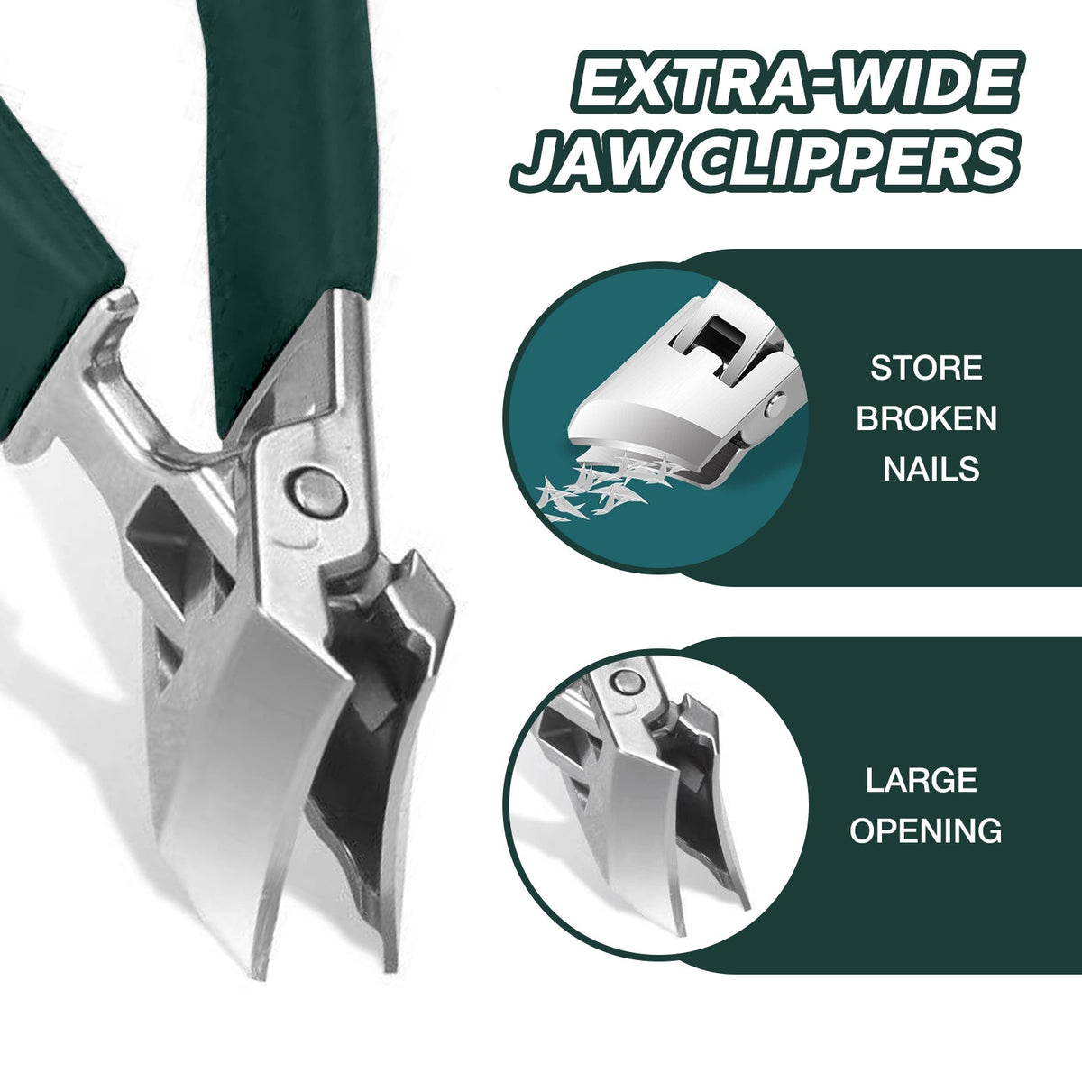 Heavy Duty Toenail Clippers | Wide Jaw Nail Cutter for Thick Nails
