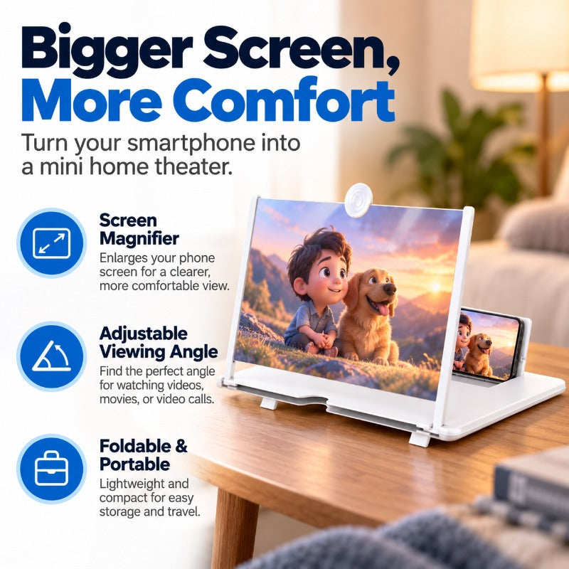 3D Mobile Phone Screen Magnifier | Foldable HD Smartphone Screen Enlarger with Adjustable Stand