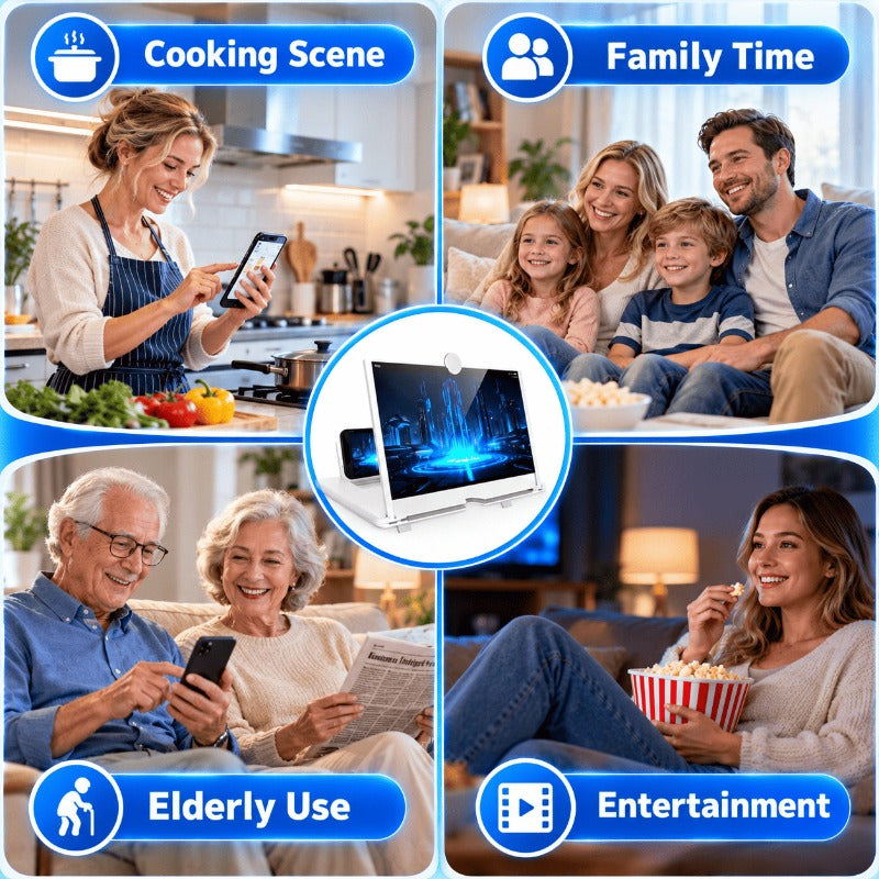 3D Mobile Phone Screen Magnifier | Foldable HD Smartphone Screen Enlarger with Adjustable Stand