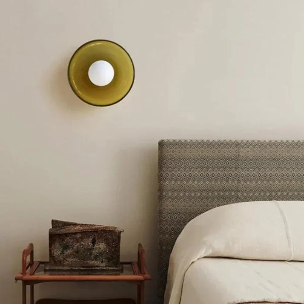 Glass Disc Ceiling and Wall Light with Central Globe
