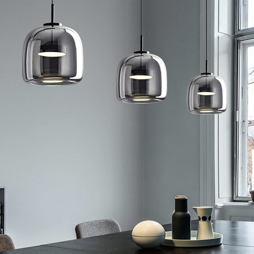 Round Clear Glass Pendant Lamp with Brass Fitting