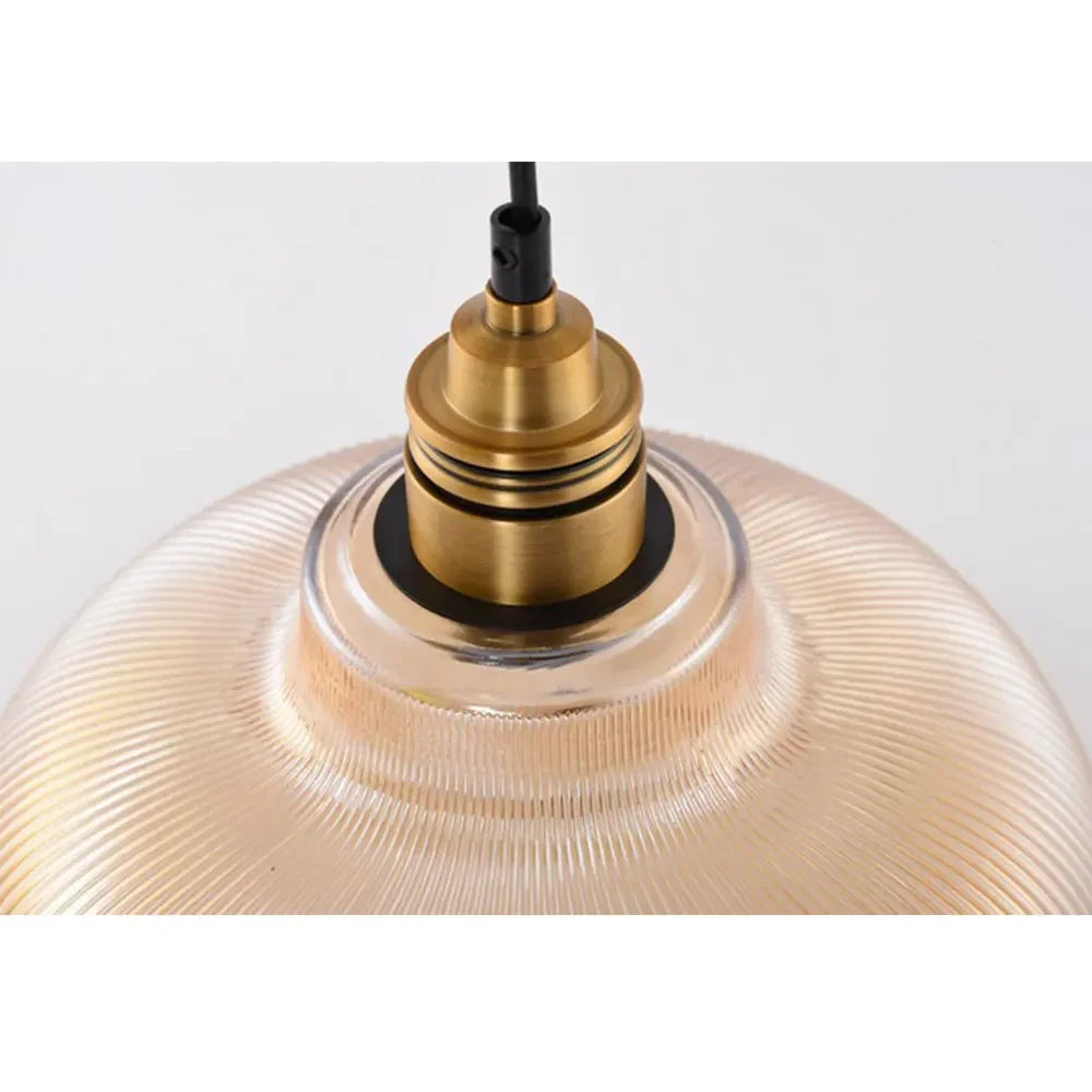 LumiVibe Glass Pendant Light | Elegant Ribbed Glass Hanging Lamp