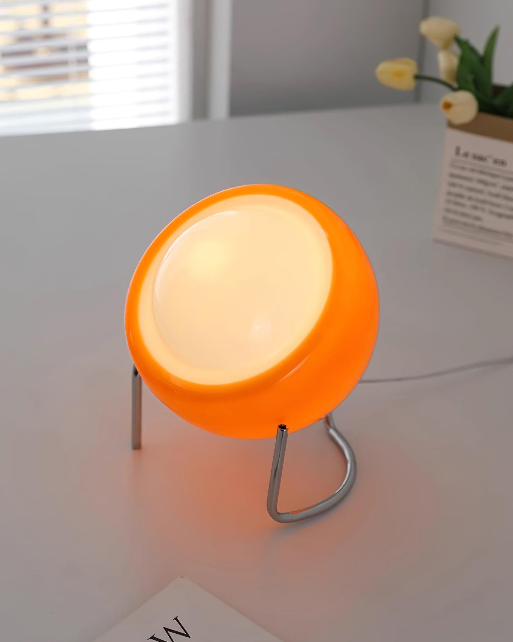 Bauhaus Style Glass-Look Table Lamp with Metal Frame
